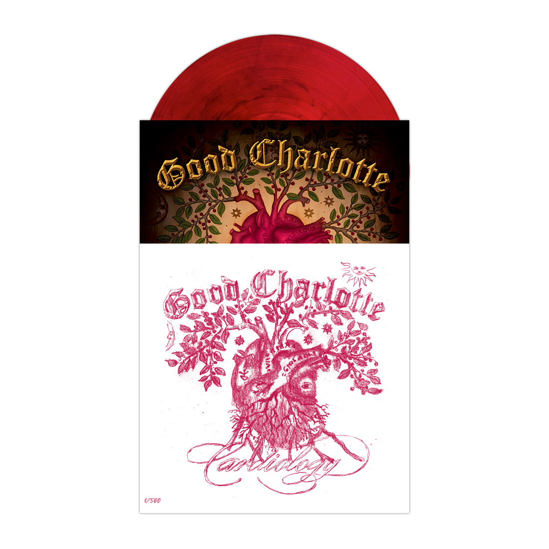 Good Charlotte 'Cardiology' LP (Exclusive – Limited to 500, "Reimagined Cover Print" Blood Moon Vinyl)