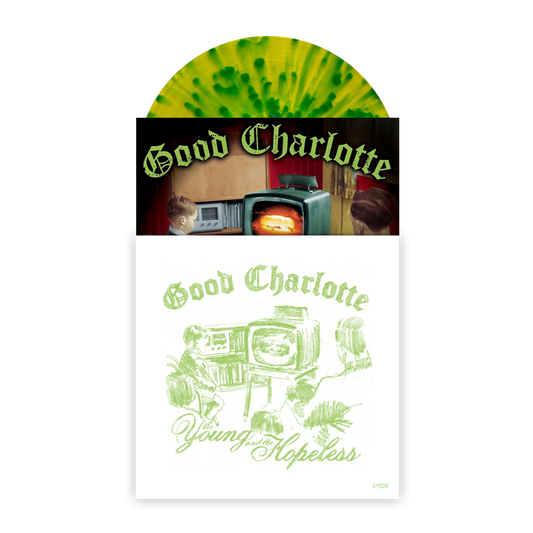 Good Charlotte 'The Young And The Hopeless' LP (Exclusive — Limited to 500, "Reimagined Cover Print" Highlighter Yellow w/Green Splatter Vinyl)