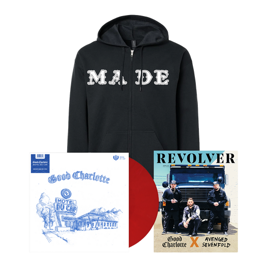 GOOD CHARLOTTE ‘MOTEL DU CAP’ LP (Exclusive, Deep Red Vinyl) + REVOLVER Fall 2025 Issue & EXCLUSIVE MADE ZIP UP HOODIE