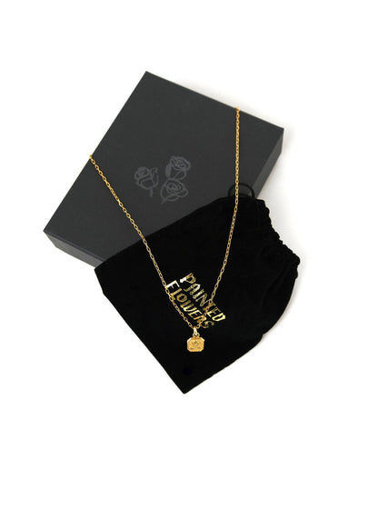 Painted Flower Rosebud Necklace Gold