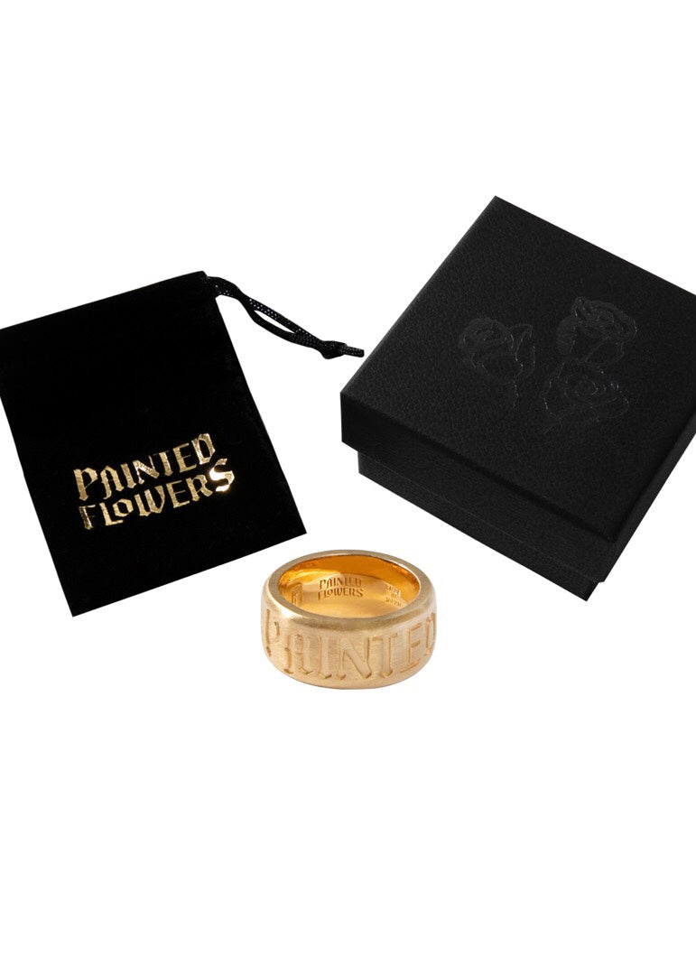 Painted Flower Logo Ring Gold