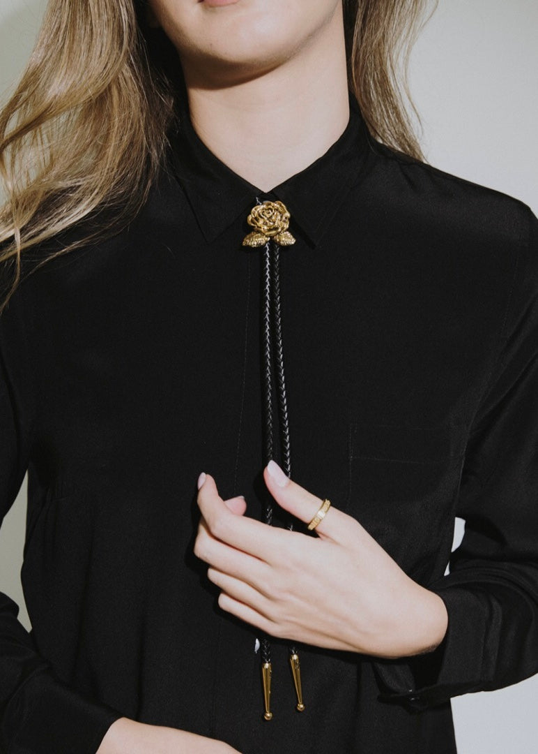 Painted Flower Little Rose Gold Bolo