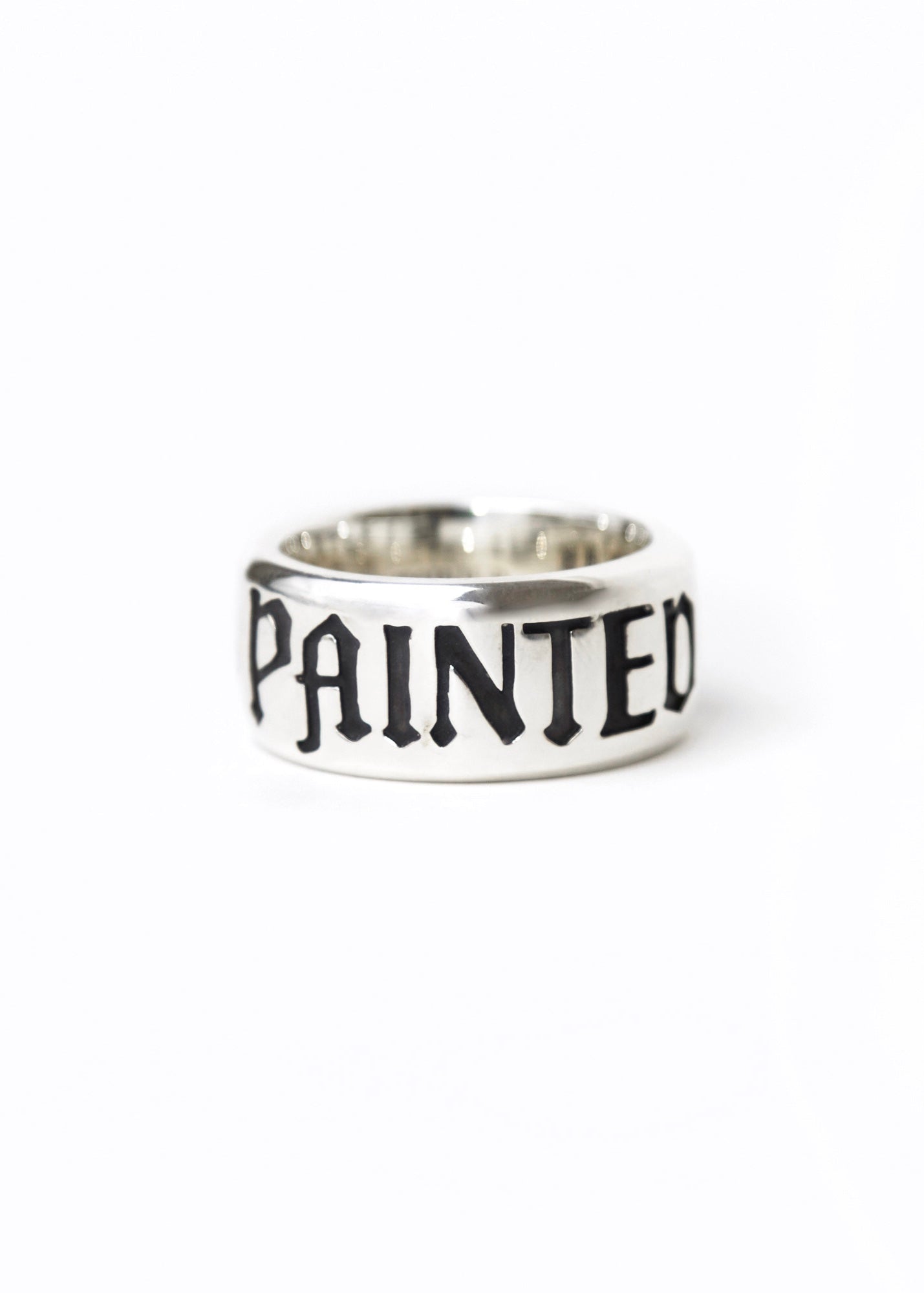 Painted Flower Logo Ring Silver
