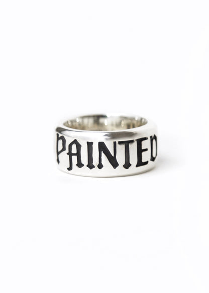 Painted Flower Logo Ring Silver