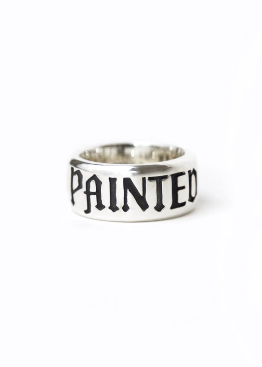 Painted Flower Logo Ring Silver