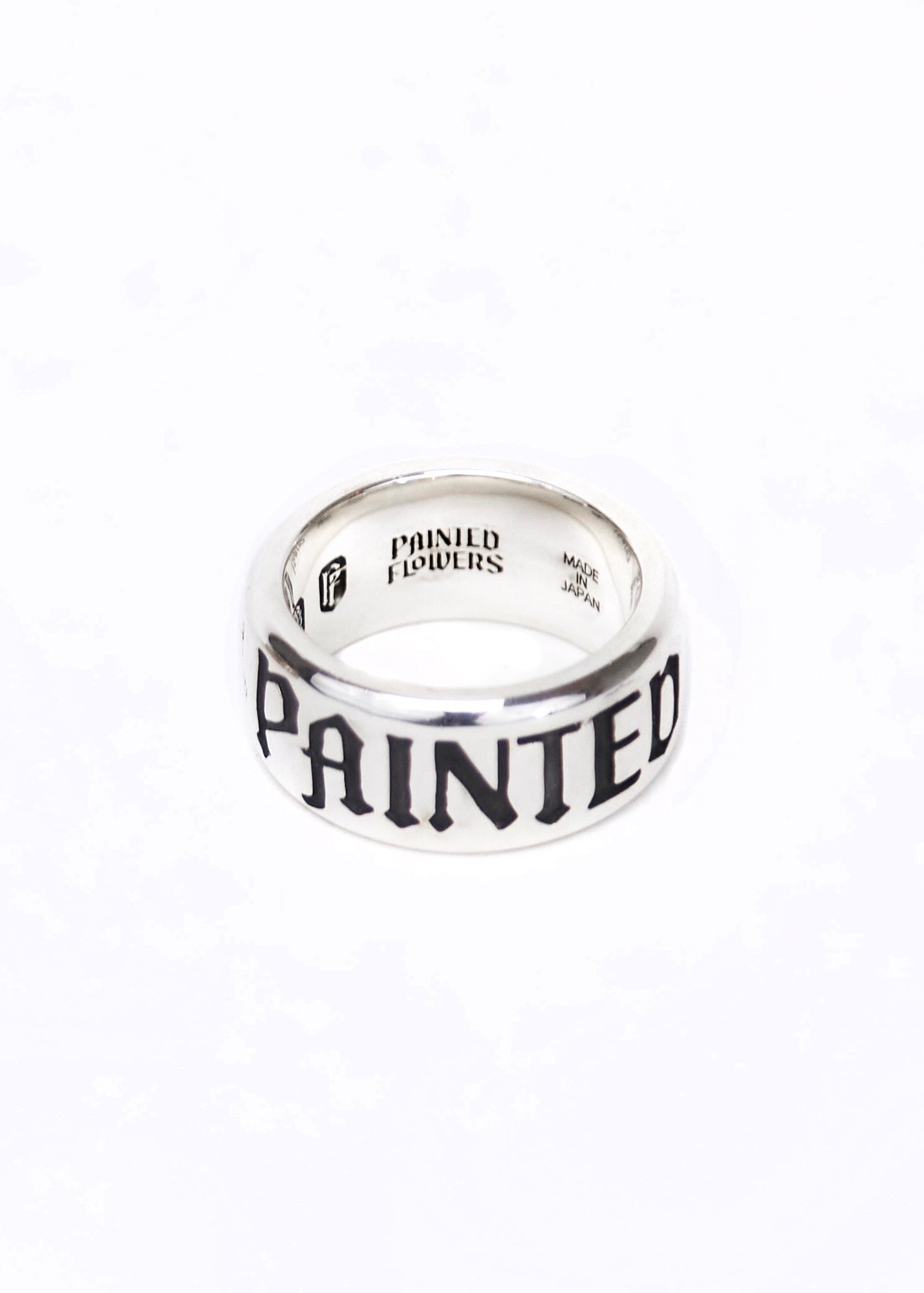 Painted Flower Logo Ring Silver