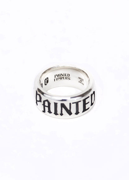 Painted Flower Logo Ring Silver