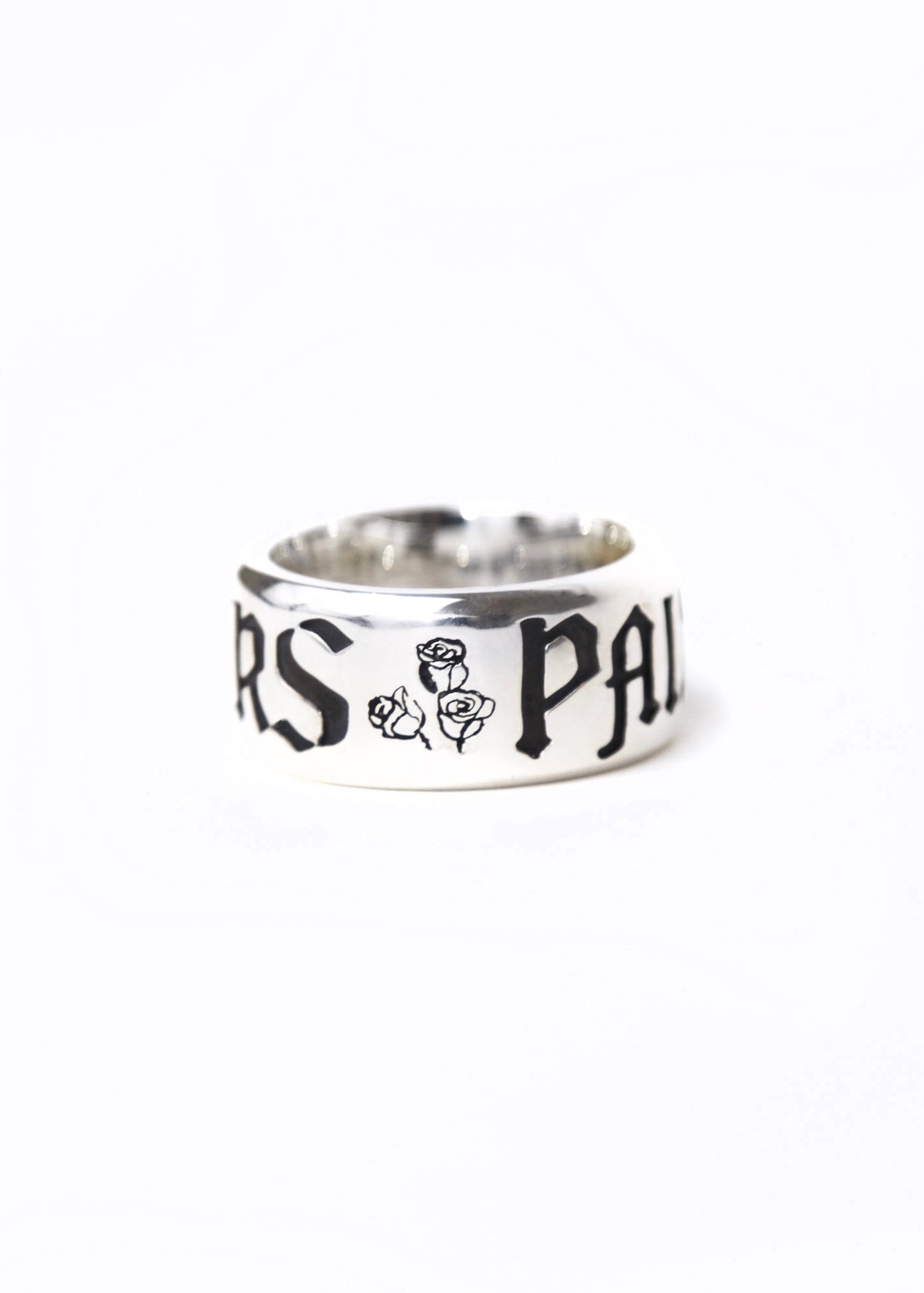 Painted Flower Logo Ring Silver