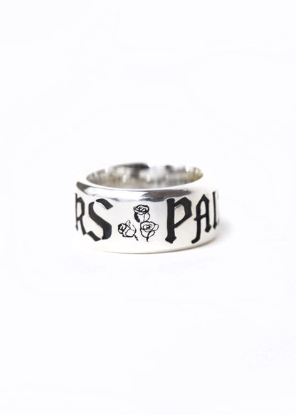 Painted Flower Logo Ring Silver