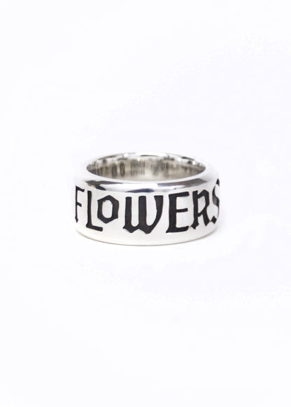Painted Flower Logo Ring Silver