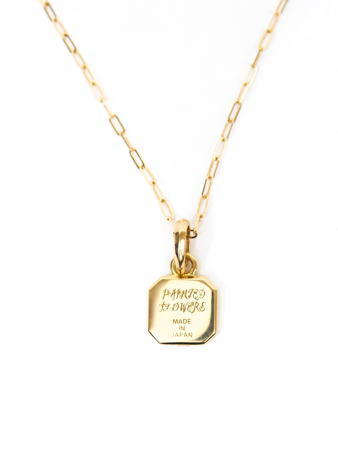 Painted Flower Rosebud Necklace Gold