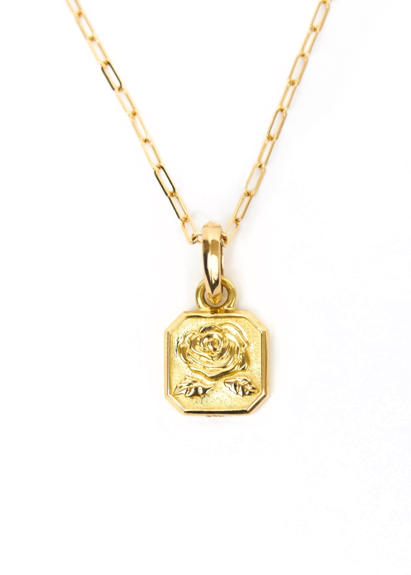 Painted Flower Rosebud Necklace Gold