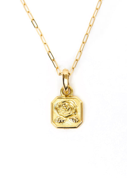 Painted Flower Rosebud Necklace Gold