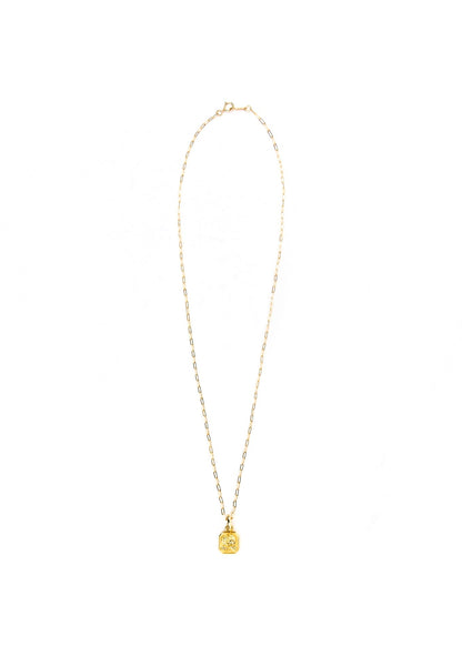 Painted Flower Rosebud Necklace Gold
