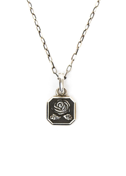 Painted Flower Rosebud Necklace Silver