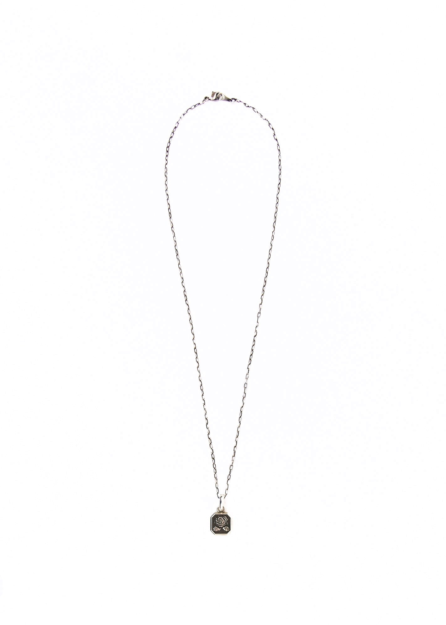 Painted Flower Rosebud Necklace Silver