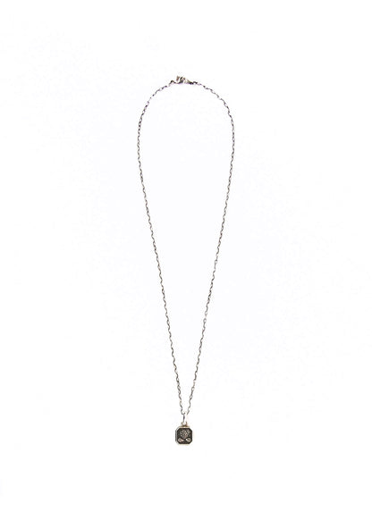 Painted Flower Rosebud Necklace Silver
