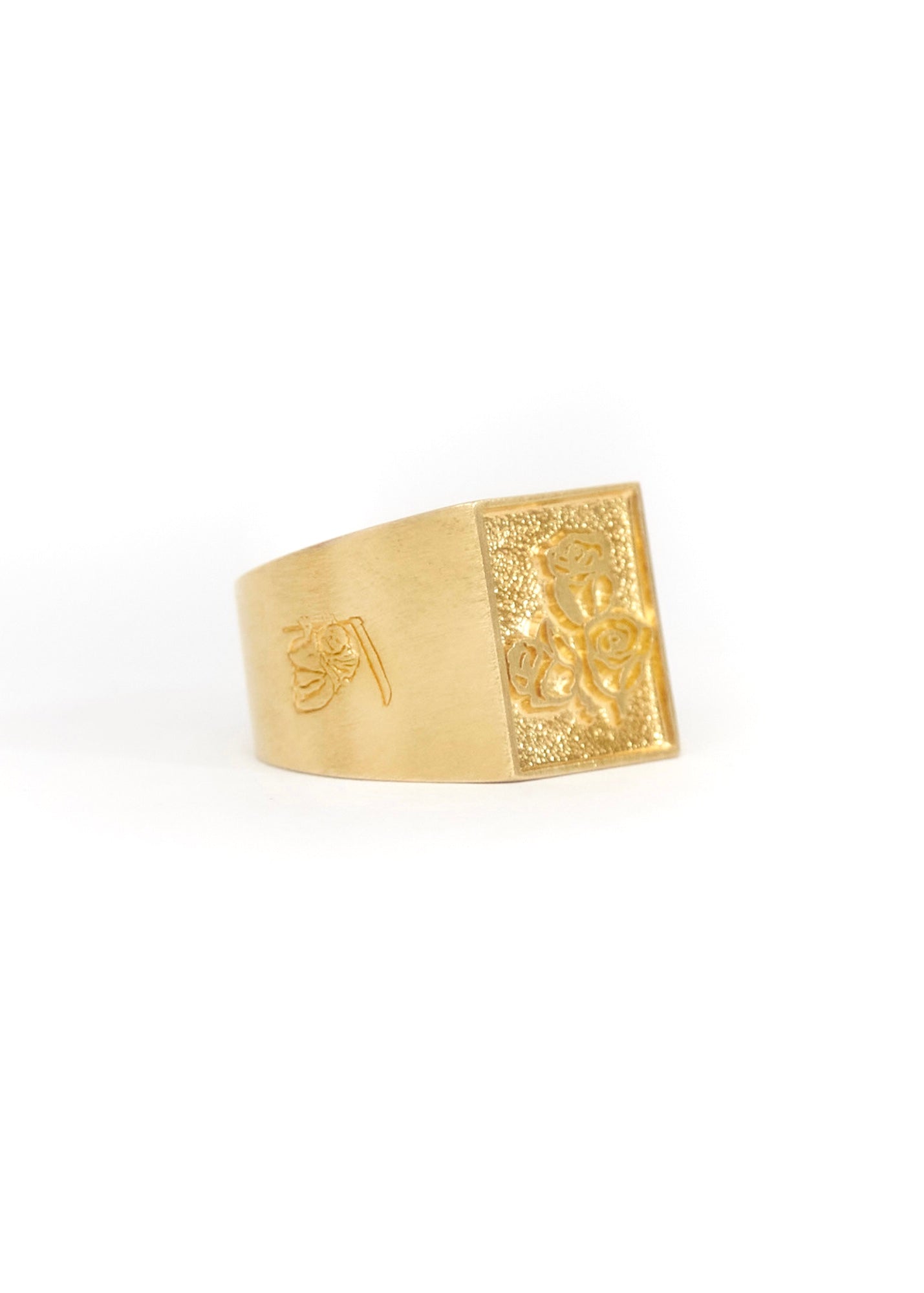 Painted Flower Sketch Rose Gold Ring