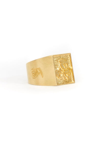 Painted Flower Sketch Rose Gold Ring