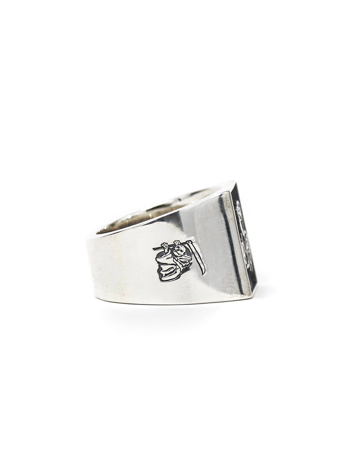 Painted Flower Sketch Rose Silver Ring