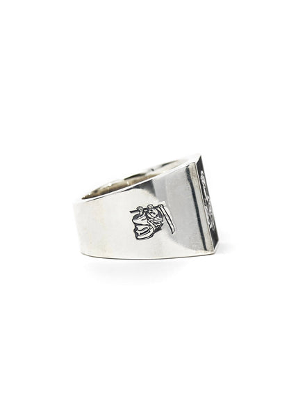 Painted Flower Sketch Rose Silver Ring