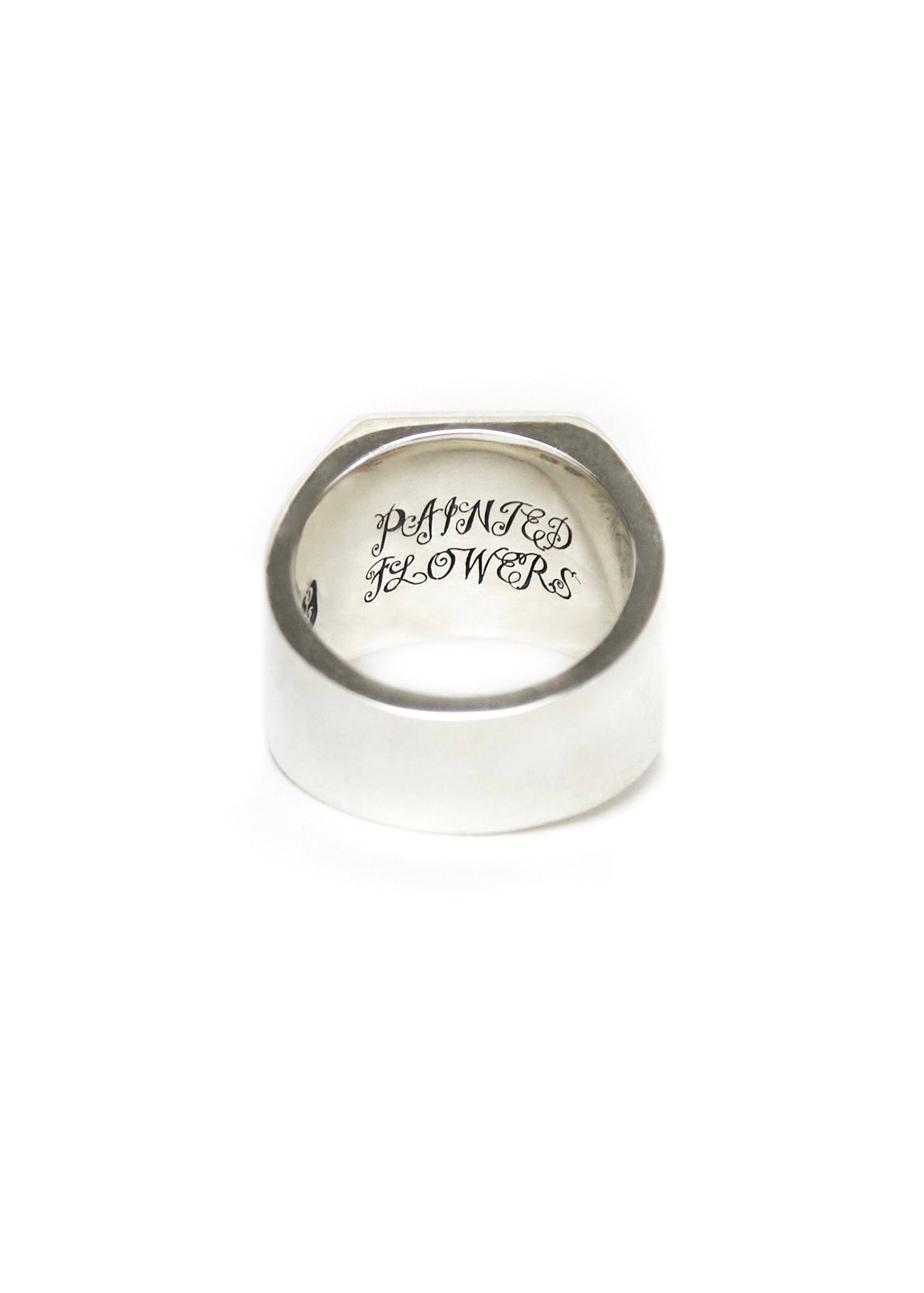 Painted Flower Sketch Rose Silver Ring