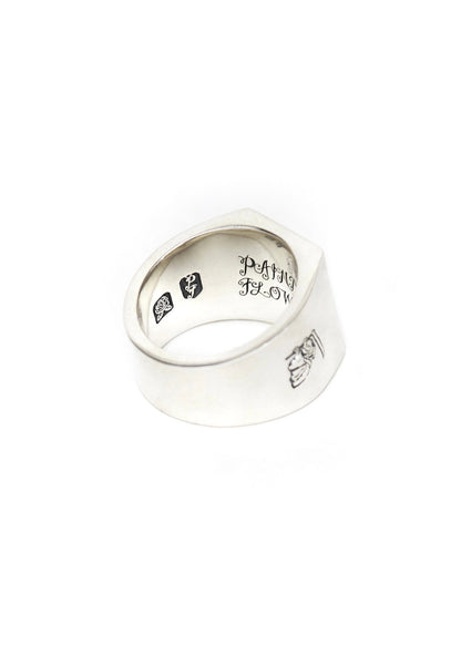 Painted Flower Sketch Rose Silver Ring