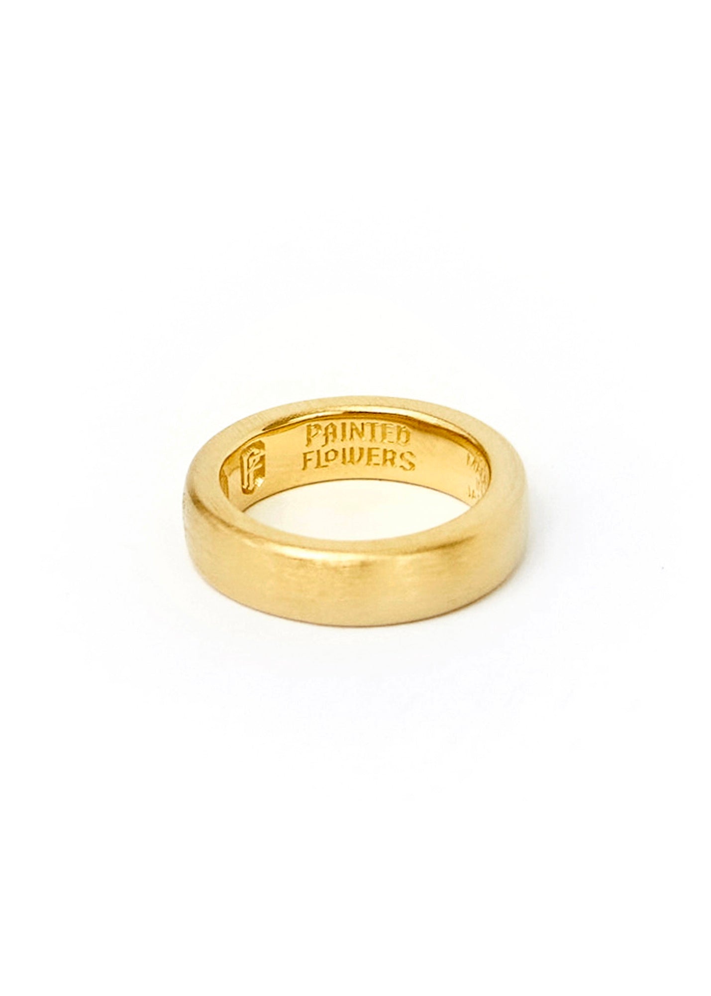 Painted Flower Thin Logo Ring Gold