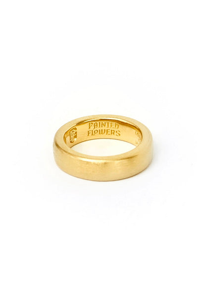 Painted Flower Thin Logo Ring Gold