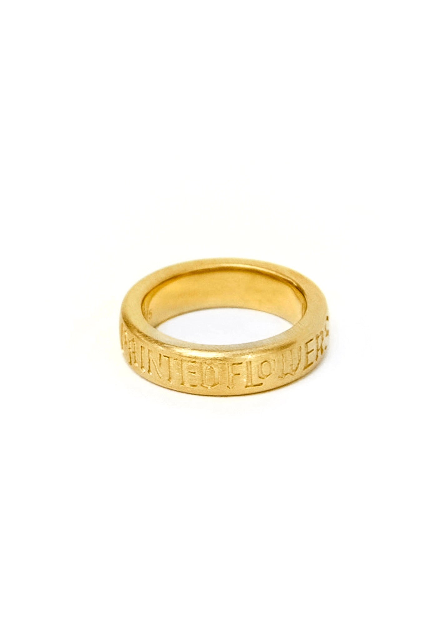 Painted Flower Thin Logo Ring Gold