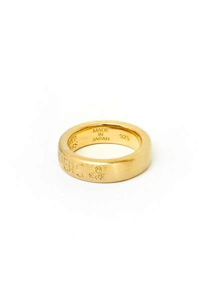 Painted Flower Thin Logo Ring Gold