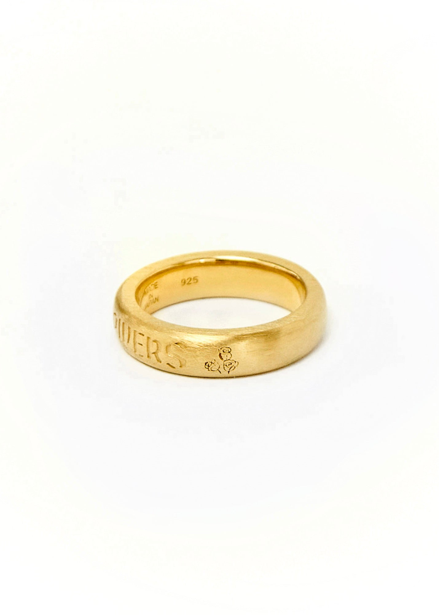 Painted Flower Thin Logo Ring Gold