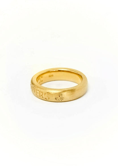 Painted Flower Thin Logo Ring Gold