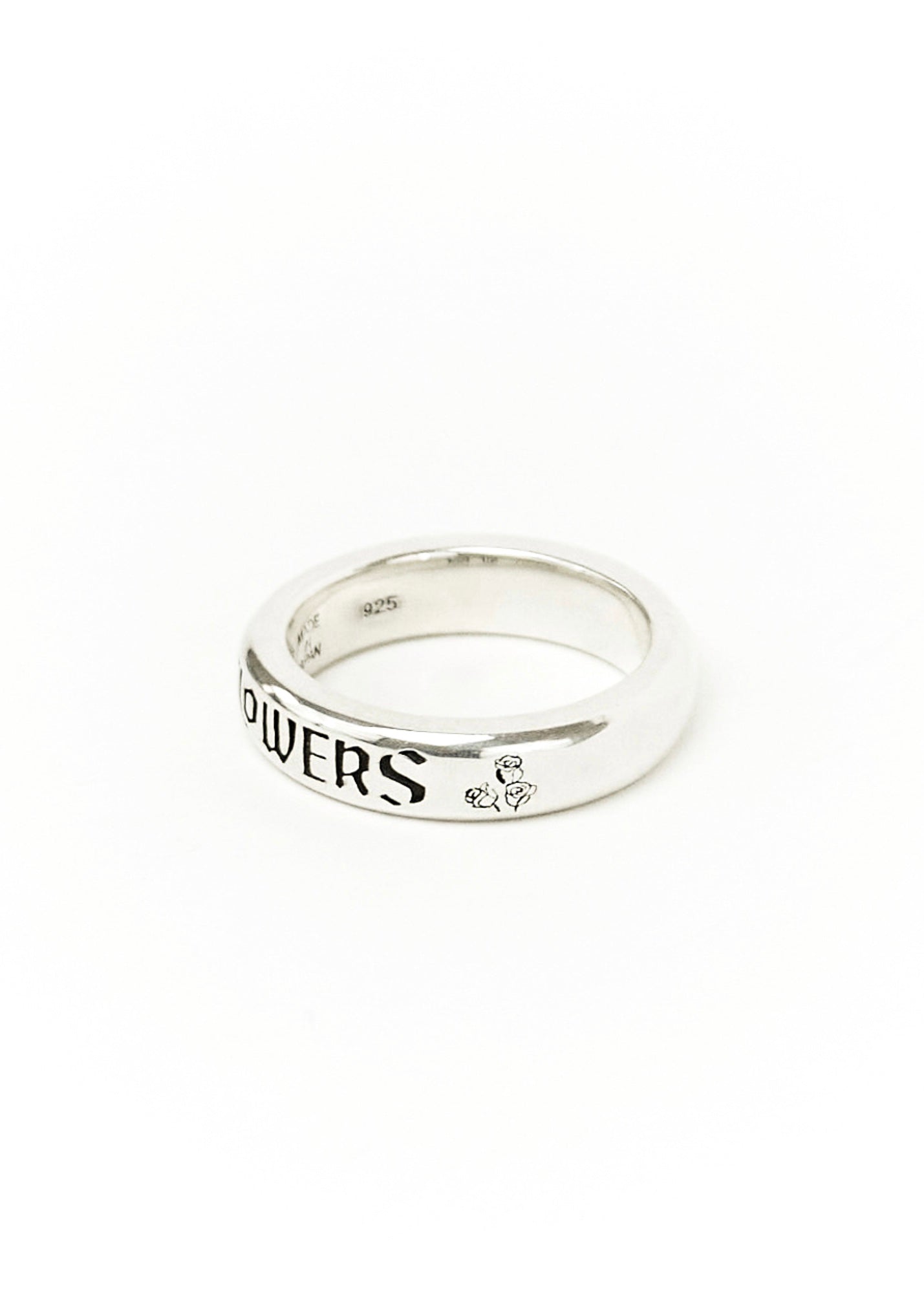 Painted Flower Thin Logo Ring Silver