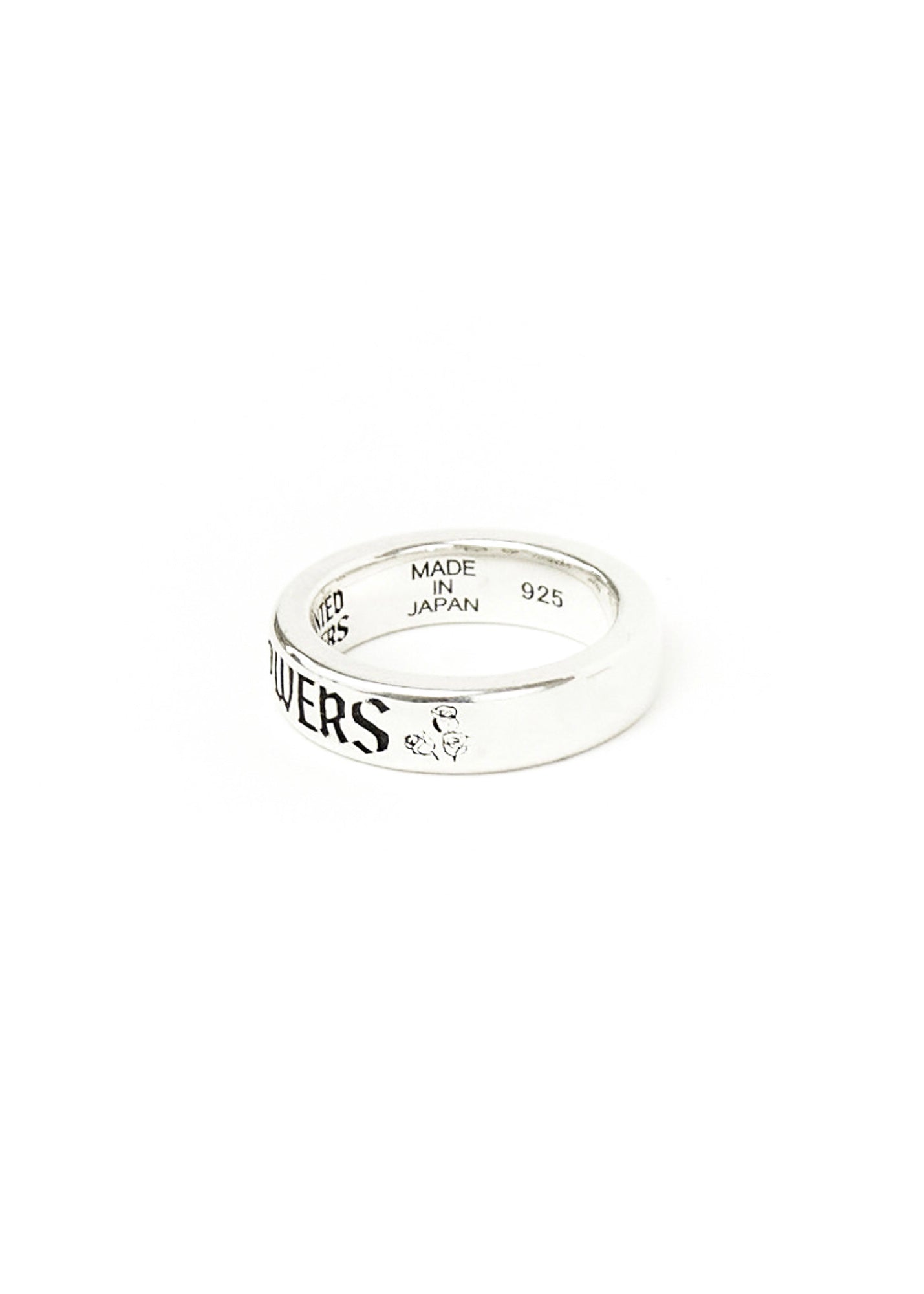 Painted Flower Thin Logo Ring Silver