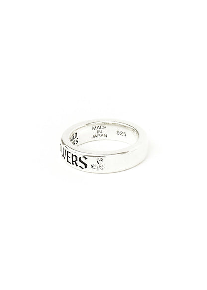 Painted Flower Thin Logo Ring Silver