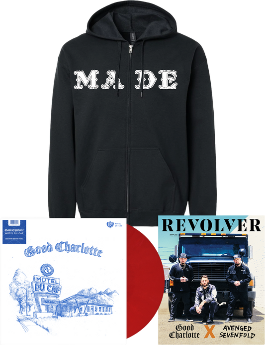 GOOD CHARLOTTE ‘MOTEL DU CAP’ LP (Exclusive, Deep Red Vinyl) + REVOLVER FALL 2025 ISSUE & EXCLUSIVE MADE ZIP UP HOODIE